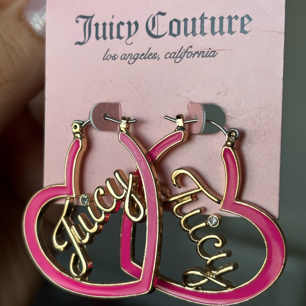Juicy Couture Gold and Pink Heart Earrings